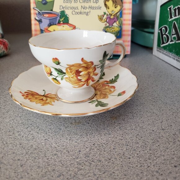 Other - Vintage Bone China Floral Tea Cup & Saucer England Yellow flowers